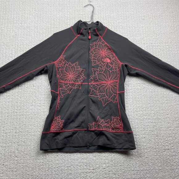 The North Face Athletic Mid Layer Full Zip Jacket Wom M Pink Floral Vapor Wick - Picture 6 of 10